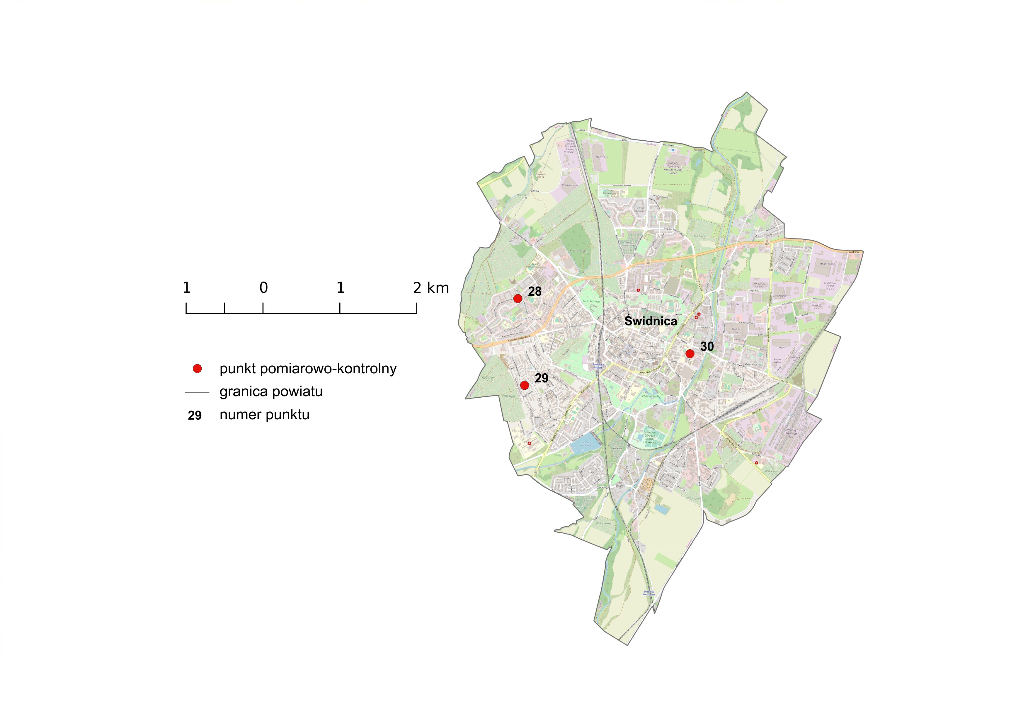Mapa 5. Lokalizacja punktów pomiarowych PEM w Świdnicy